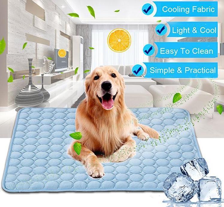 Dog using Petnomo Ice Silk Cooling Pad – Breathable Summer Mat for Dogs & Cats