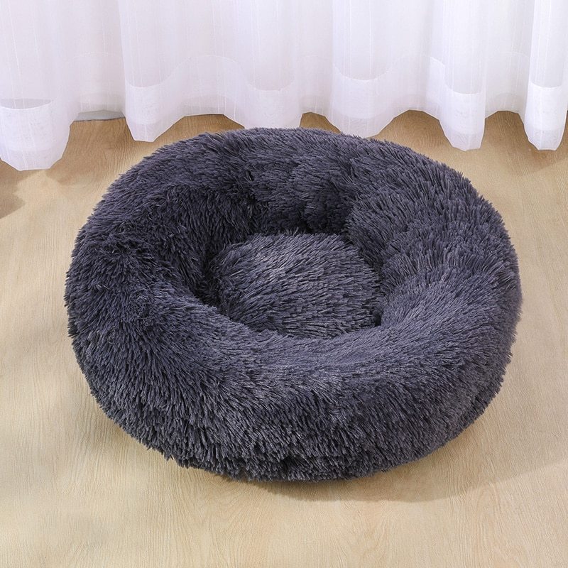 Black Petnomo Plush Dog & Cat Bed