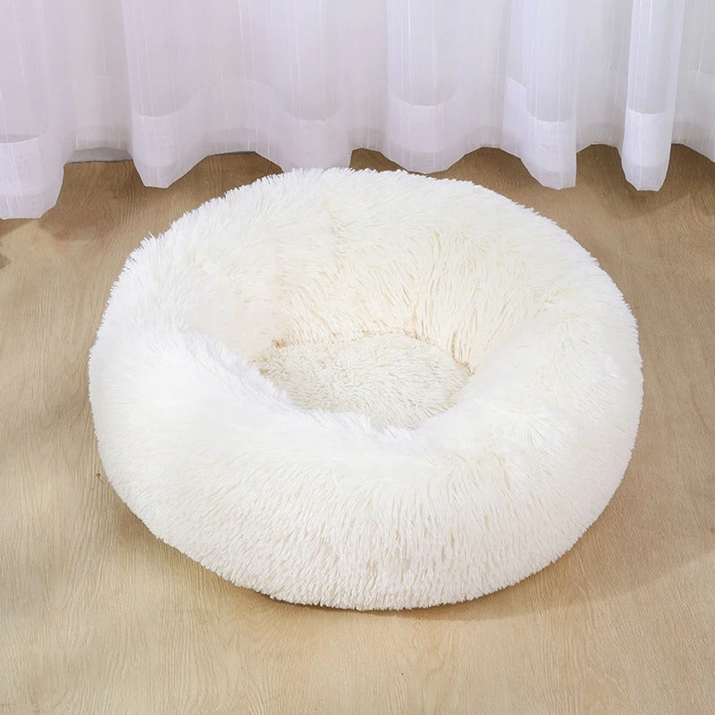 White Petnomo Plush Dog & Cat Bed