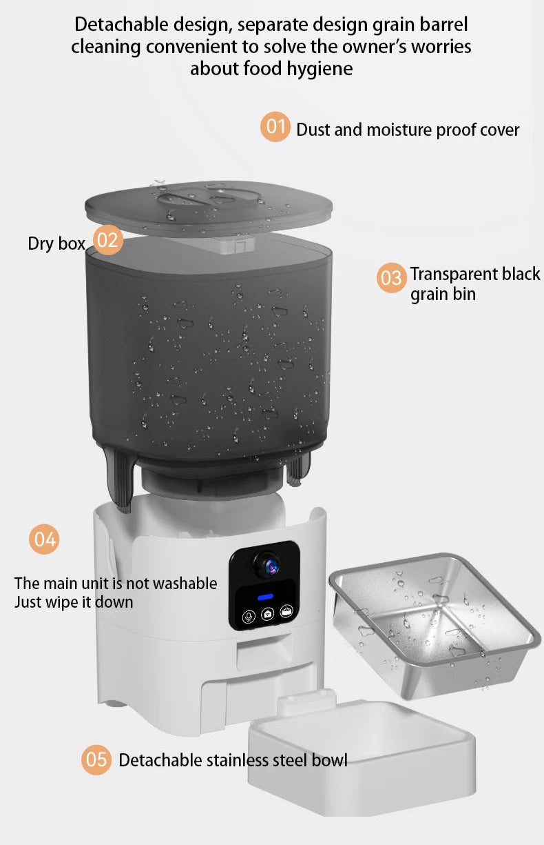 Petnomo Smart 6L Automatic Pet Feeder with HD Camera, Voice, and App Control
