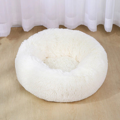 White Petnomo Plush Dog & Cat Bed